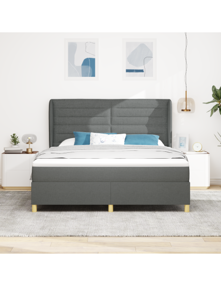Letto con molle e materasso Grigio Scuro 90x190 cm Tessuto