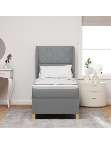 Letto con molle e materasso Grigio Scuro 90x190 cm Tessuto