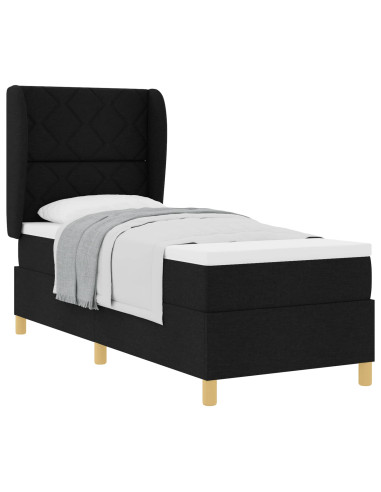 Letto con molle e materasso Grigio Scuro 90x190 cm Tessuto Nero