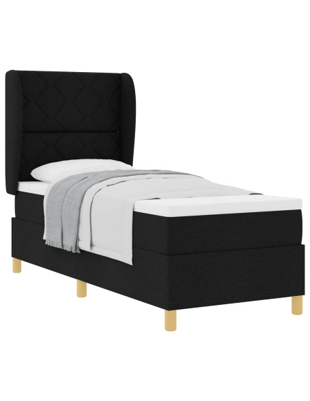 Letto con molle e materasso Grigio Scuro 90x190 cm Tessuto Nero