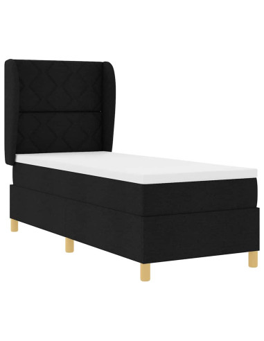 Letto con molle e materasso Grigio Scuro 90x190 cm Tessuto Nero