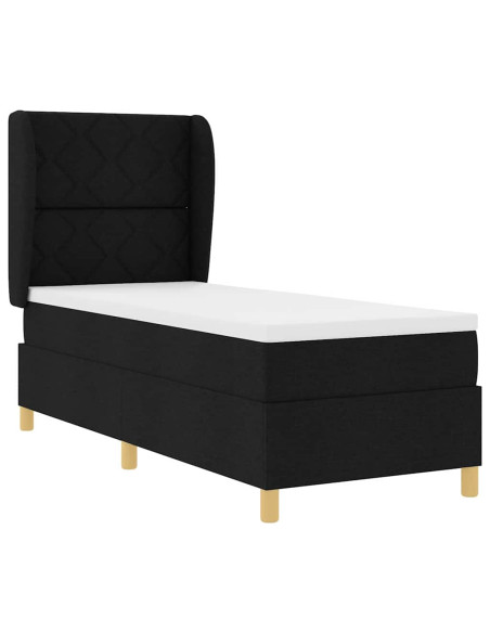 Letto con molle e materasso Grigio Scuro 90x190 cm Tessuto Nero