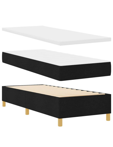 Letto con molle e materasso Grigio Scuro 90x190 cm Tessuto Nero