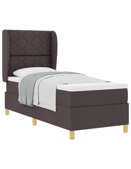 Letto a molle con cuscino Marrone Scuro 200 x 80 cm Tessuto