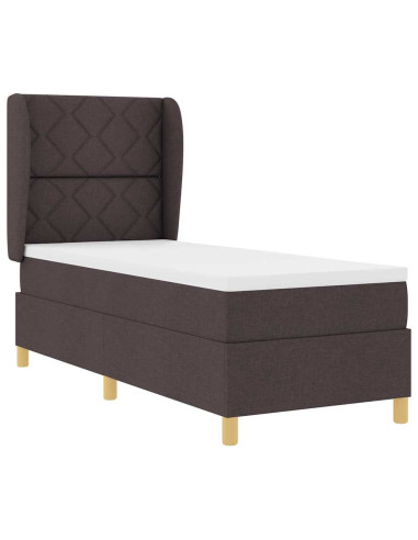 Letto a molle con cuscino Marrone Scuro 200 x 80 cm Tessuto