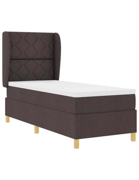 Letto a molle con cuscino Marrone Scuro 200 x 80 cm Tessuto