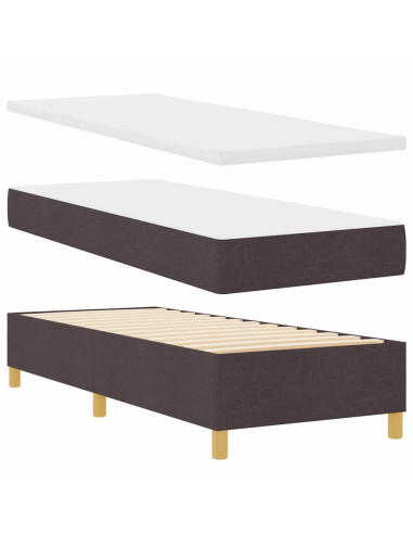Letto a molle con cuscino Marrone Scuro 200 x 80 cm Tessuto
