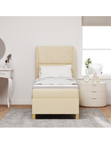 Letto con molle e materasso Grigio Scuro 90x190 cm Tessuto