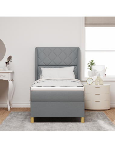 Letto con molle e materasso Grigio Scuro 90x190 cm Tessuto