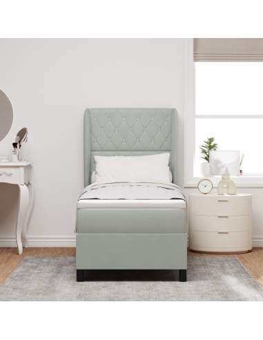 Letto a molle con testiera Grigio chiaro 200 x 80 cm Poliestere