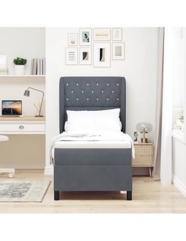 Letto a molle con materasso Grigio scuro 200 x 80 cm Poliestere