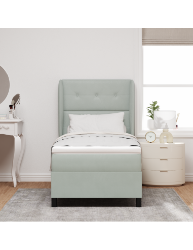 Letto a molle con testiera Grigio chiaro 190 x 90 cm Poliestere