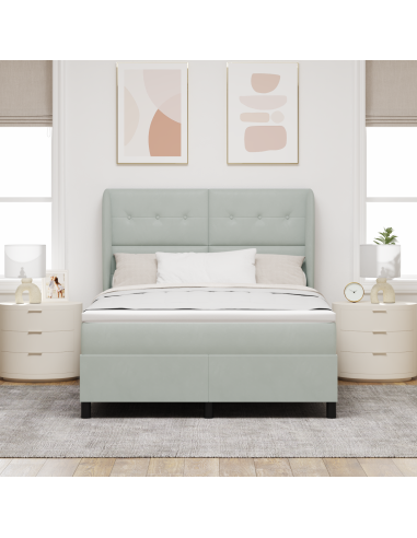 Letto a molle Grigio chiaro 200 x 140 cm Poliestere