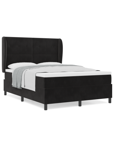 Letto a molle con materasso Nero 200 x 140 cm Poliestere