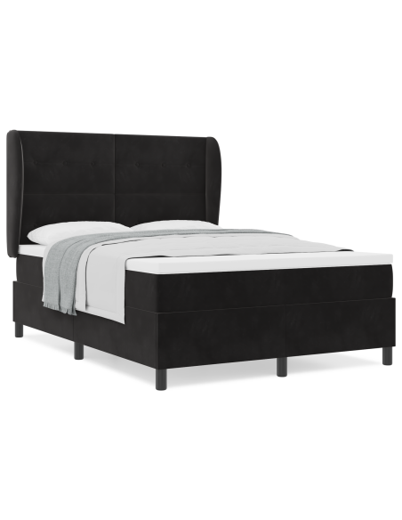 Letto a molle con materasso Nero 200 x 140 cm Poliestere