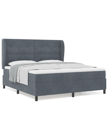 Letto a molle con testiera Grigio scuro 200 x 180 cm Poliestere