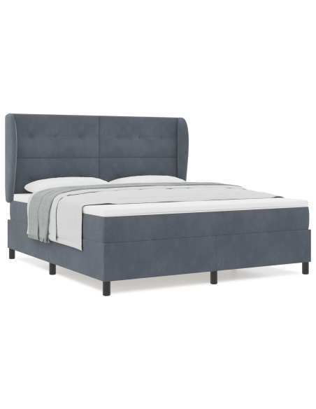 Letto a molle con testiera Grigio scuro 200 x 180 cm Poliestere