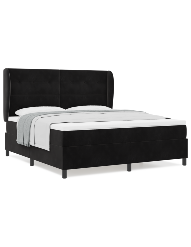 Letto a molle con materasso Nero 200 x 180 cm Poliestere