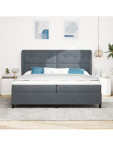 Letto a molle con testiera Grigio scuro 200 x 200 cm Poliestere