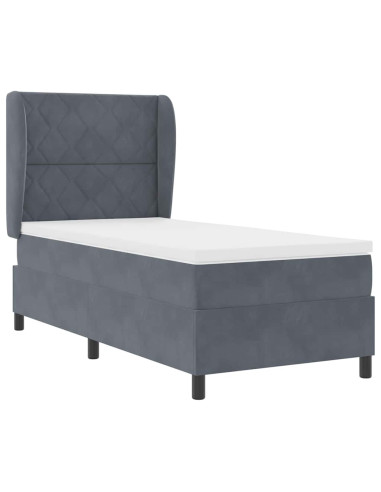 Letto a molle con materasso Grigio scuro 190 x 90 cm Poliestere