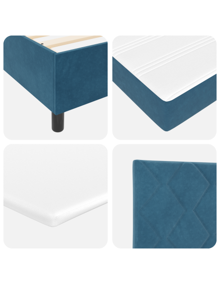 Letto a molle con materasso Blu Scuro 190 x 90 cm Poliestere