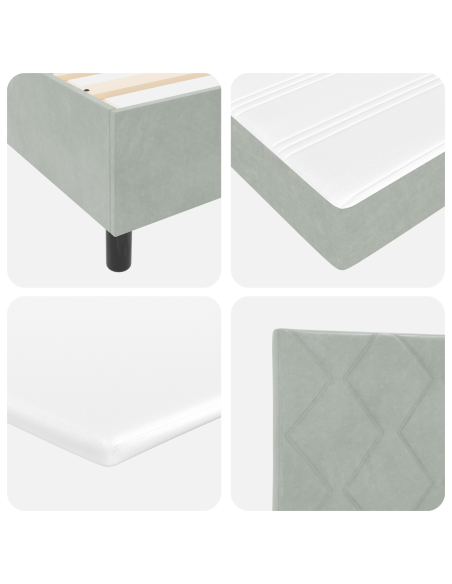 Letto a molle con testiera Grigio chiaro 200 x 90 cm Poliestere