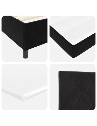 Letto a molle con materasso Nero 200 x 90 cm Poliestere