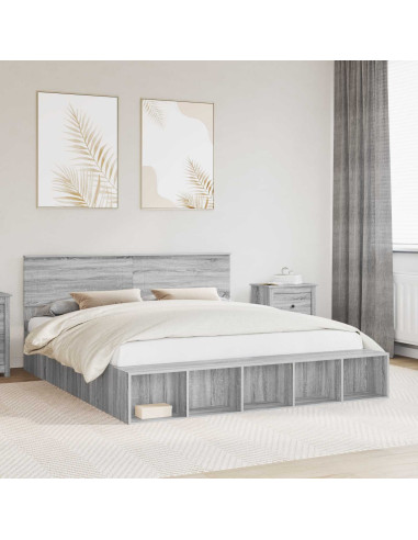 Struttura del letto con lo scaffale Grigio Sonoma 200 x 200 cm