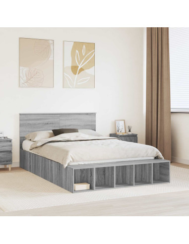 Struttura del letto con lo scaffale Grigio Sonoma 150 x 200 cm