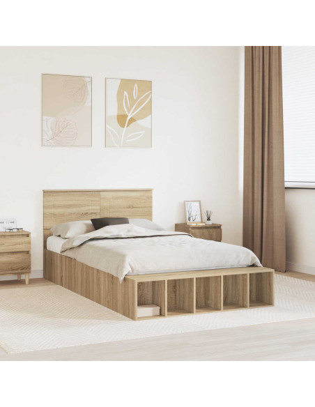 Struttura del letto con lo scaffale Rovere Sonoma 120 x 200 cm