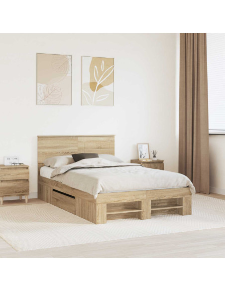 Struttura del letto con testiera Rovere Sonoma 137 x 203 cm