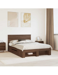 Struttura del letto con testiera Rovere Marrone 140 x 200 cm