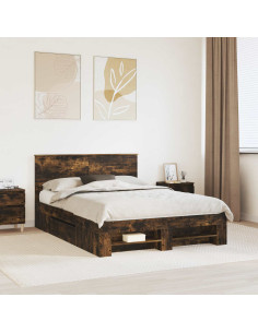 Struttura del letto Rovere fumé 140 x 200 cm Legno multistrato