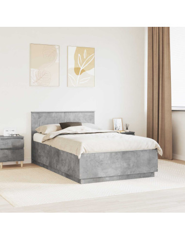 Struttura del letto con testiera Grigio cemento 120 x 190 cm