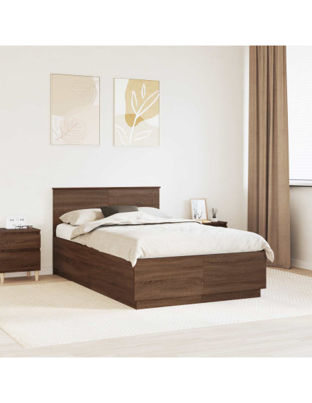 Struttura del letto con testiera Rovere Marrone 120 x 190 cm