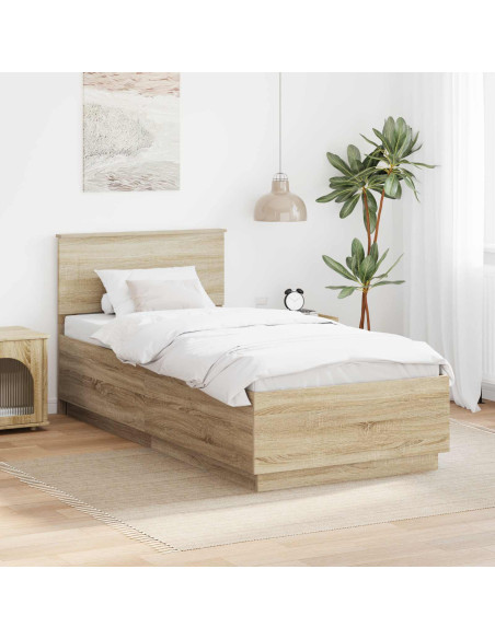 Struttura del letto Rovere Sonoma 90 x 200 cm Legno multistrato