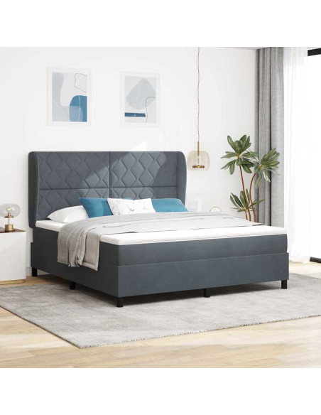 Letto a molle con testiera Grigio scuro 200 x 180 cm Poliestere