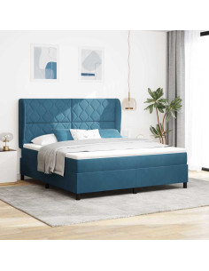 Letto a molle con materasso Blu Scuro 200 x 180 cm Poliestere