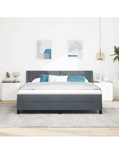 Letto a molle con testiera Grigio scuro 200 x 180 cm Poliestere