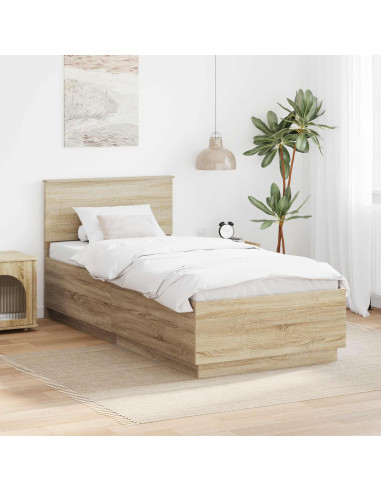 Struttura del letto Rovere Sonoma 70 x 190 cm Legno multistrato