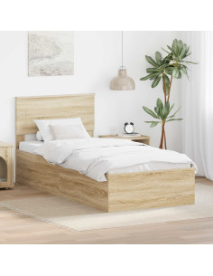 Struttura del letto con testiera Rovere Sonoma 120 x 200 cm