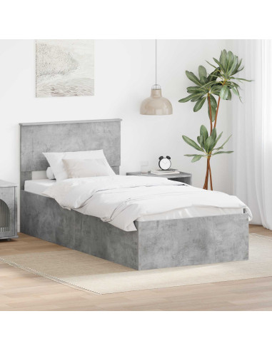Struttura del letto con testiera Grigio cemento 120 x 200 cm