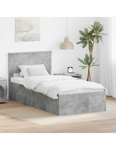 Struttura del letto con testiera Grigio cemento 120 x 200 cm