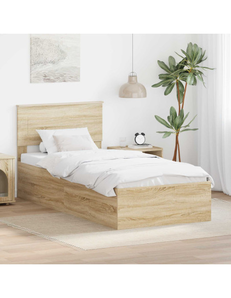 Struttura del letto Rovere Sonoma 90 x 190 cm Legno multistrato