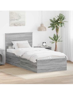 Struttura del letto Grigio Sonoma 90 x 190 cm Legno multistrato