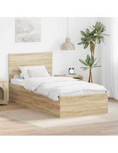 Struttura del letto Rovere Sonoma 75 x 190 cm Legno multistrato