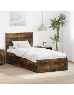 Struttura del letto Rovere fumé 75 x 190 cm Legno multistrato