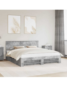 Struttura del letto con testiera Grigio cemento 200 x 200 cm