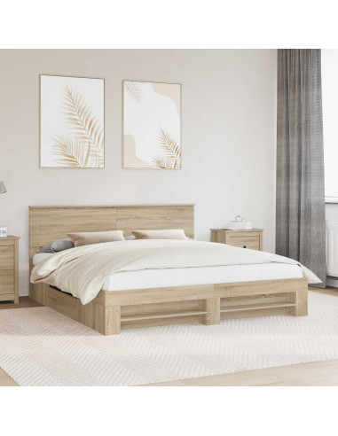 Struttura del letto con testiera Rovere Sonoma 180 x 200 cm