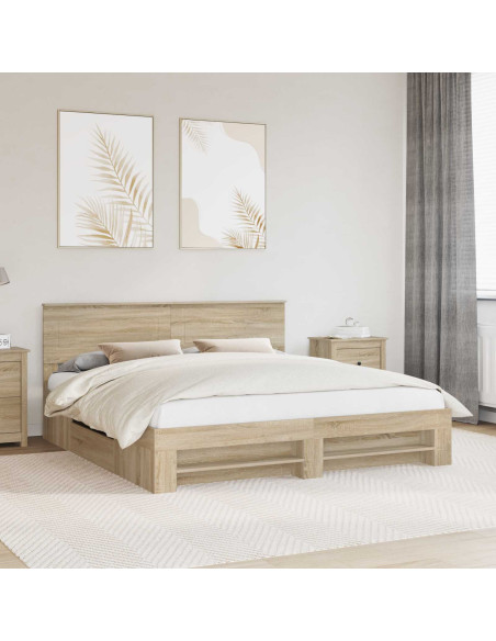 Struttura del letto con testiera Rovere Sonoma 180 x 200 cm